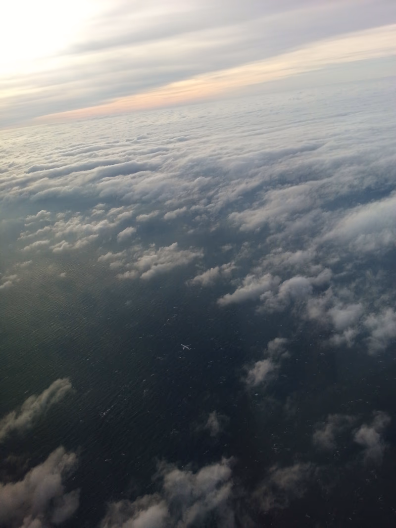 Aerial view of clouds and ocean